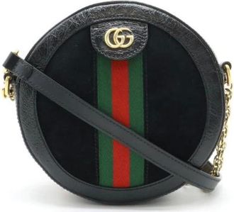 Gucci Pre-owned Cross Body Bags, female, Black, Size: ONE SIZE Pre-owned Suede Cross Body Bag