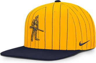 Nike West Virginia Primetime Pin Stripe 2-Tone Nike Mens Dri-FIT College Adjustable Hat in Yellow | NC1209SHWVN-5YX
