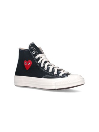 Comme Des Gar&ccedil;ons Comme Des Garcons Play Red Heart Logo High-Top Canvas Sneaker - Black