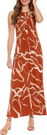 London Times Morris Abstract Print Sleeveless Jersey Maxi Dress in Picante/Nomad at Nordstrom Rack, Size 12