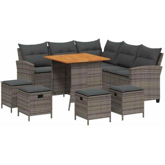 vidaXL Vidaxl - Juego De Sof&aacute;s De Jard&iacute;n En Forma De L Con Cojines 6 Pzas Gris
