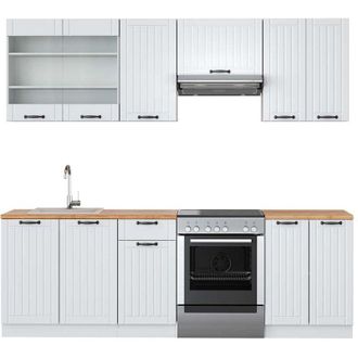 Vicco Mueble De Cocina Fame-line, Casa De Campo Blanca/blanca, 240 Cm, Et Roble