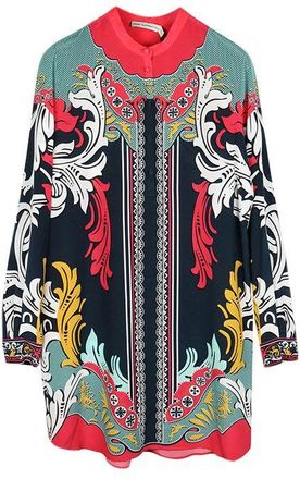 Mary Katrantzou Crepe de Chine Hellas Shirt Dress Size S