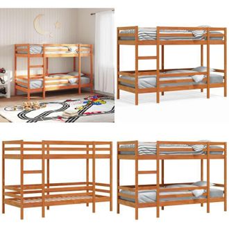 vidaXL Letto a Castello Marrone Cera 90x200 cm in Legno di Pino - Letto a castello in pino - Letto a castello per stanza piccola