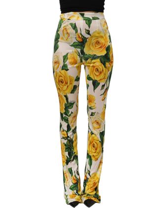 Dolce & Gabbana Floral Print Viscose Trousers - Yellow