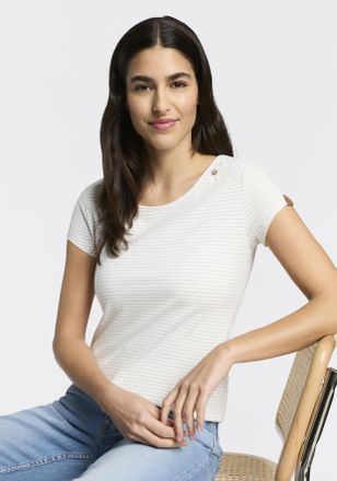 Ragwear Kurzarmshirt RAGWEAR MINT STRIPES O, Damen, Gr. XXL, sanftes wei&szlig;, Jersey, Obermaterial: 97% Baumwolle, 3% Polyester, gestreift, normal, Rundhals, Shi