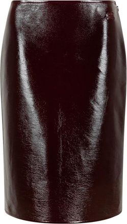 Courr&egrave;ges Burgundy Patent Pencil Skirt - Dames - Kokerrokken - Bruin - XS - Leer - Rokken