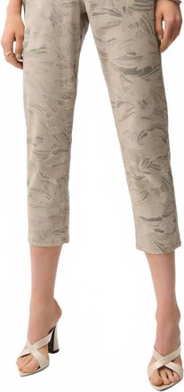 Joseph Ribkoff Abstract Print Slim Crop Jeans In Taupe/gold