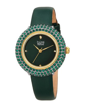 Bürgi Burgi Womens Satin Over Leather Diamond Watch