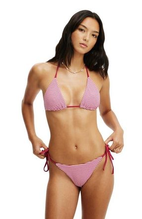 Cotton On Womens String Tie Side Brazilian Bikini Bottom in Terry Stripe Red at Nordstrom, Size X-Large