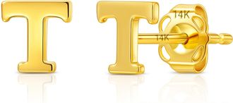 MAX + STONE 14k Yellow or White Gold Small Script Initial Letter Stud Earrings