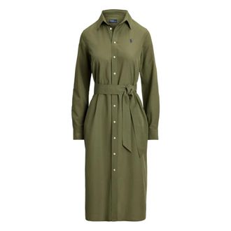 Polo Ralph Lauren Shirtjurk met ceintuur - Dames - Shirt Kleedjes - Groen - S - Katoen - Kleedjes