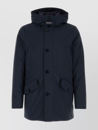 Woolrich long nylon down jacket hooded