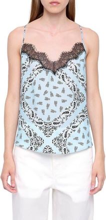 Zadig&Voltaire Cespa Bandana Print Lace Trim Camisole in Bleu Oxford at Nordstrom, Size X-Small