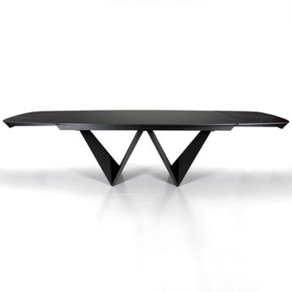 Oresteluchetta Mesa extensible cer&aacute;mica m&aacute;rmol negro metal gris 76x200-300 cm