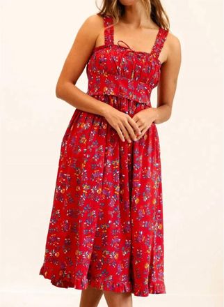 Mille Calla Midi Dress In Isola Red
