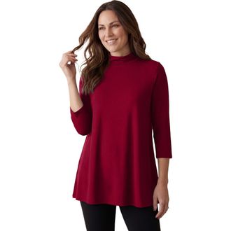 Jessica London Mockneck Swing Tunic in Rich Burgundy at Nordstrom, Size Medium