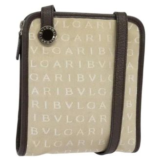 Bulgari Pre-owned Canvas shoulder-bags - Dames - Pre-owned - Beige - Maat: ONE Size Leer
