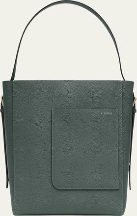 Valextra Secchiello Medium Leather Bucket Bag