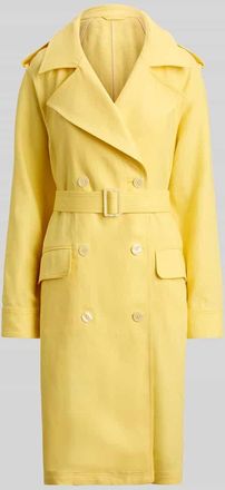 Lauren Ralph Lauren Regular Fit Trenchcoat aus reinem Leinen in Hellgelb, Gr&ouml;&szlig;e 34