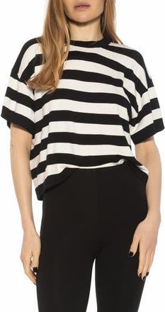 Alexia Admor Remy Stripe Short Sleeve Top in Black/White at Nordstrom Rack, Size X-Small