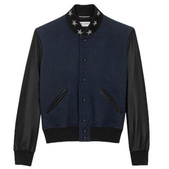 Saint Laurent Navy America Varsity Teddy Jacket Size L
