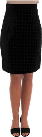 Dolce & Gabbana Donkergroene Barok Geborduurde Fluwelen Rok - Dames - Midirokken - Zwart - L - Rokken
