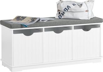 SoBuy Banco De Almacenamiento Con Acolchados Cojines Y 3 Cubos, Estante Del Zapato, Fsr30-w Sobuy Es
