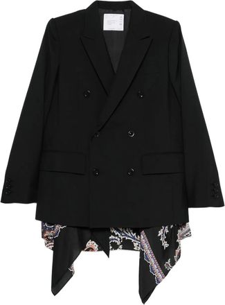 sacai double-breasted paisley blazer - Black