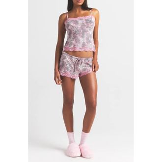 SKIMS Lace Trim Pajamas in Bloom Mini Multi Animal at Nordstrom, Size 4X