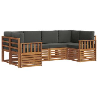 vidaXL Conjunto De Sof&aacute; Seccional Con Coj&iacute;n 6 Pcs Natural Y Antracita Vidaxl