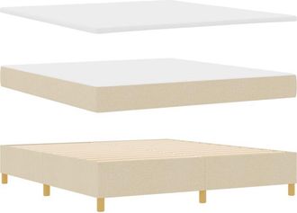 vidaXL Cama Con Somier Con Colch&oacute;n Y Banco Crema 180x200 Cm De Tela Vidaxl