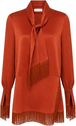 Rowen Rose Satin Mini Jurk - Dames - Blouses - Oranje - 2XS - Overhemden
