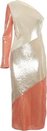 Diane Von F&uuml;rstenberg Abito midi monospalla con paillettes - Toni neutri