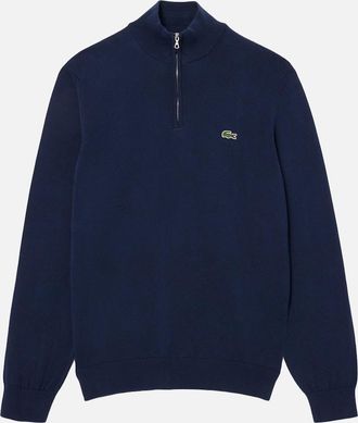 Lacoste Mens Lacoste Quarter Zip Knit Sweater Navy - Size: 44