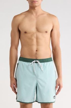Quiksilver Sunsetter Scalloped Hem Volley Board Shorts in Blue Haze at Nordstrom Rack, Size X-Large