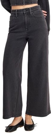 Good American Jeanius Good Skate High Waist Crop Wide Leg Jeans in Black430 at Nordstrom, Size 00