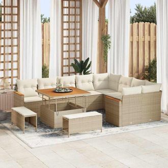vidaXL Conjunto De Sof&aacute; De Jard&iacute;n Con Coj&iacute;n 12 Pcs Beige Polirat&aacute;n Vidaxl