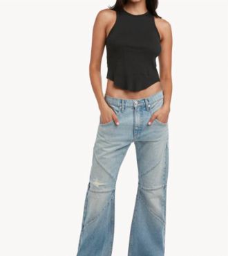 EB Denim Curve Rib Tank Top In Black