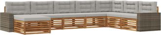 vidaXL Conjunto De Sof&aacute;s De Exterior 8 Uds. Natural Y Gris Claro Vidaxl
