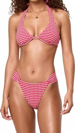 L*Space Dolce Plaid Bikini Bottom In Cherry Red Gingham