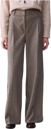 Liu Jo Wijde Broek - Dames - Wijde Broeken - Bruin - L - Polyester - Broeken