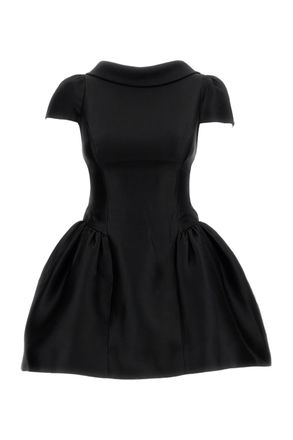 Self Portrait Black Taffeta Collared Mini Dress