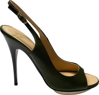 Giuseppe Zanotti Peep Toe Slingback Pumps in Black Leather