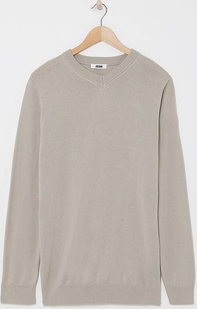 Jacamo Merino Wool Stone V Neck Jumper