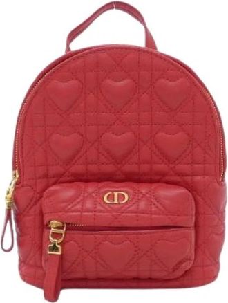 Dior Pre-owned Lambskin Rugzak - Dames - Vintage Rugzakken - Rood - ONE Size - Leer - Vintage
