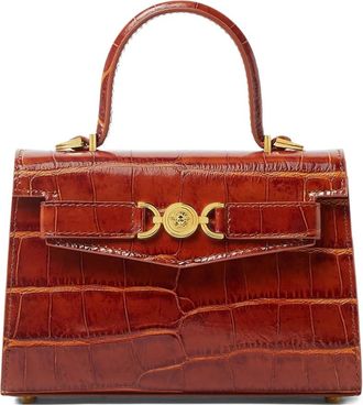 Versace Kleine shopper met krokodillen-reli&euml;f - Bruin