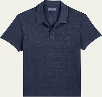 Vilebrequin Mens Pyramid Linen Polo Shirt
