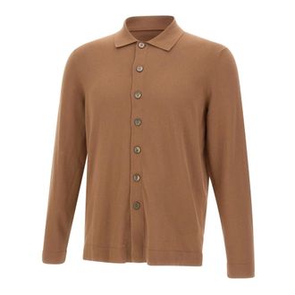 Gran Sasso Cardigans, male, Brown, Size: XL Button-Through Knit Shirt