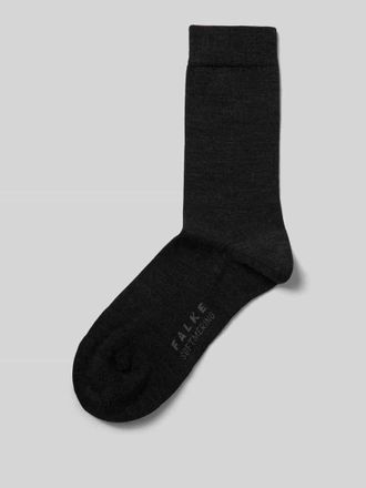 Falke Socken mit Label-Schriftzug Modell SOFTMERINO in Anthrazit, Größe 35/36